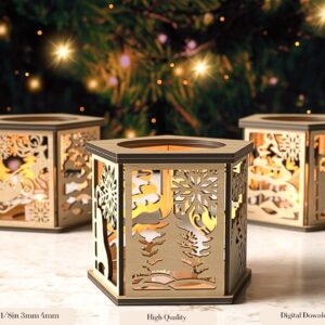 Christmas Decor Lantern Night Light Decoration Centerpiece SVG | Table Lampshade & Candle Holder Digital Download, Candl