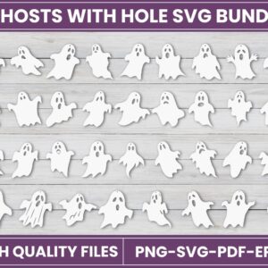 30+ Halloween Ghosts Bundle SVG, Halloween svg, Hanging Ghosts, Halloween Laser Cut File,Glowforge Ghost Bundle Svg, Hal
