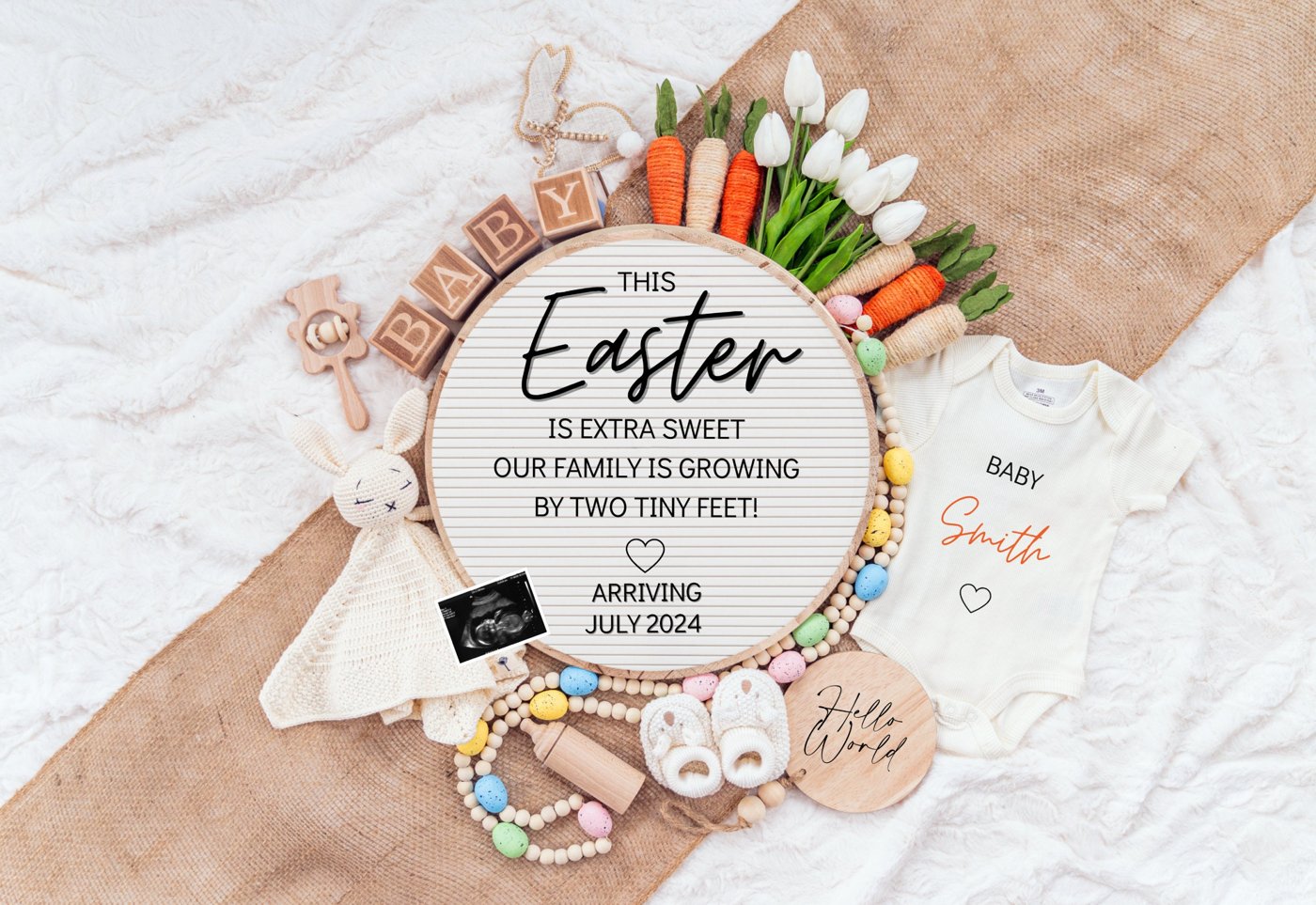 Easter Pregnancy Announcement Digital, Spring Baby Announcement, Gender Neutral Template, April Boho Reveal, Easter is E
