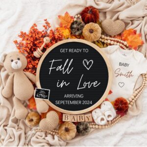 Fall Pregnancy Announcement Digital, Autumn Baby Announce, Neutral, Instant Editable Template, Social Media, Gender Neut