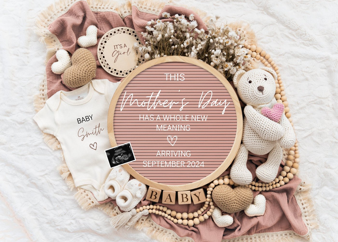 Mother's day Digital Pregnancy Announcement, Gender Neutral Editable Template, Floral Baby Announcement, Personalized ba
