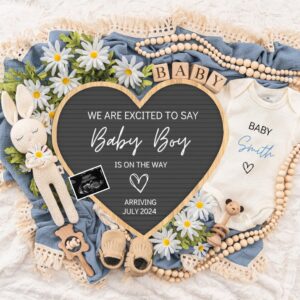 Boy Pregnancy Announcement Digital Baby Announcement Boy Gender Reveal Social Media Reveal Editable Template Its a Boy L