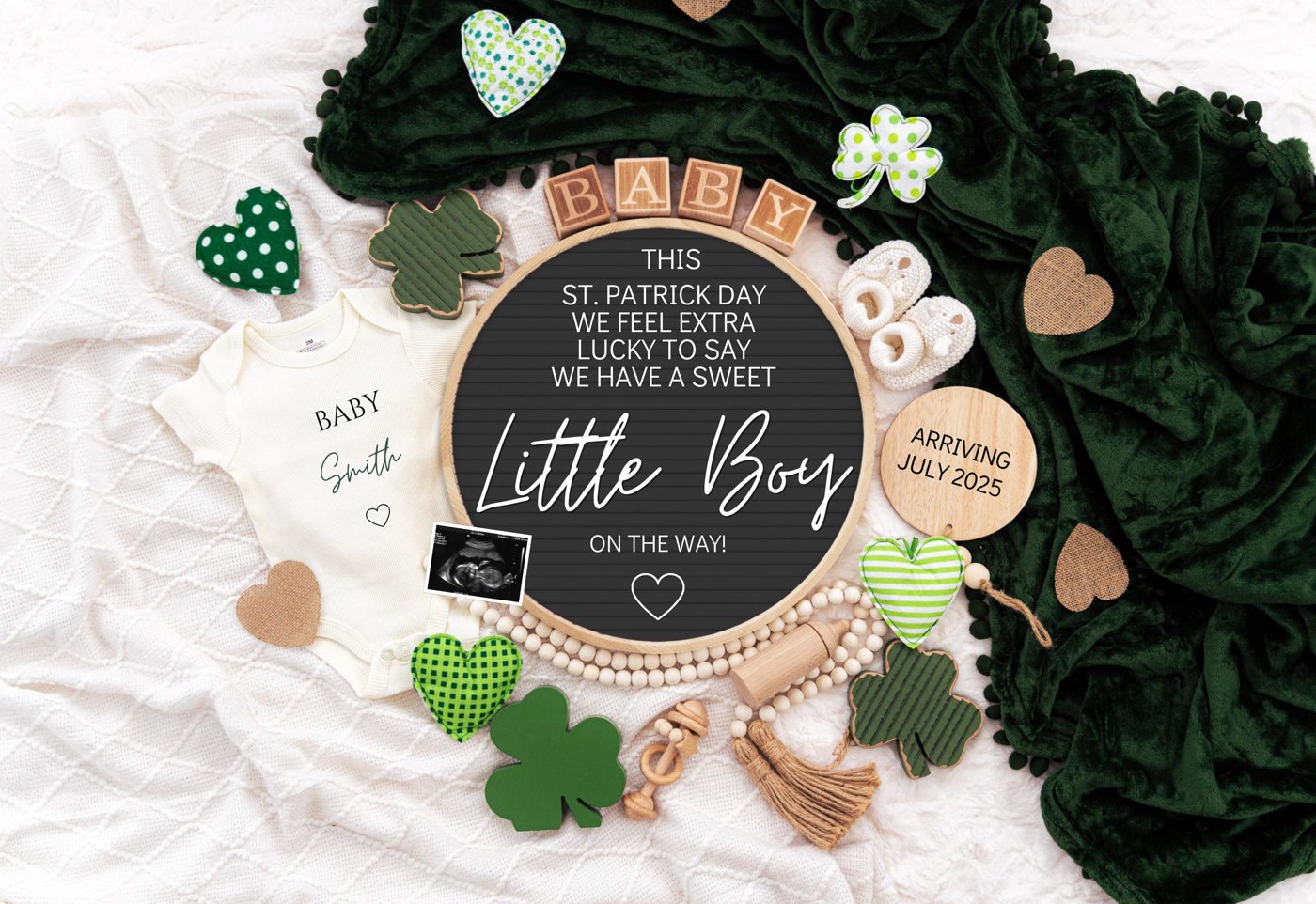 St. Patrick's day Digital Pregnancy Announcement Baby Announcement Editable Template Social Media Extra Lucky Pr