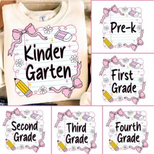 Back to School Bundle PNG, Girly Coquette Sublimation, Pink Bow Pre-k 1st/2nd/3rd/4th Grade, Preppy Teacher First Day of