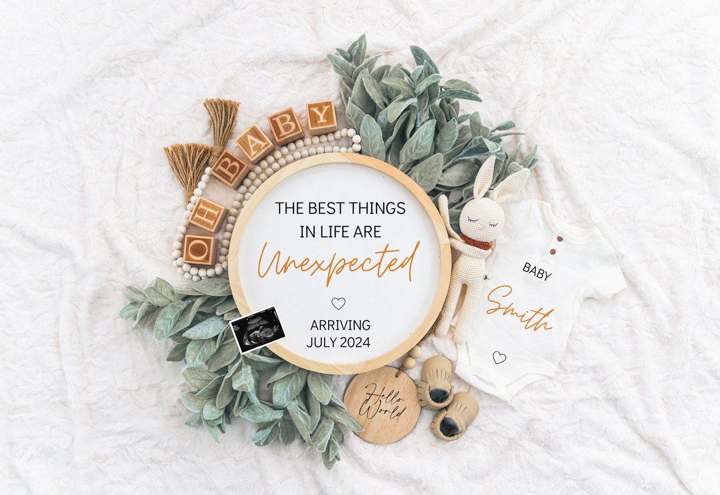Digital Pregnancy Announcement / Pregnancy Reveal / Social Media / Gender Neutral / Facebook / Instagram / Boho / Person