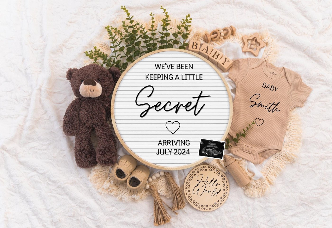 Digital Pregnancy Announcement / Pregnancy Reveal / Social Media / Gender Neutral / Facebook / Instagram / Boho / Little
