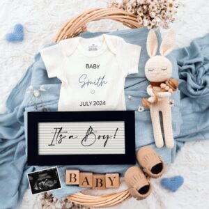 Boy Pregnancy Announcement Digital Baby Announcement Boy Gender Reveal Social Media Reveal Editable Template Its a Boy L