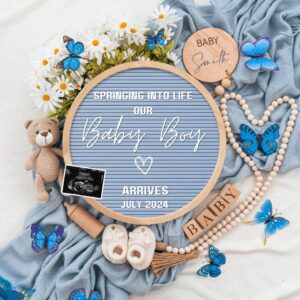 Spring Boy Pregnancy Announcement Digital Baby Announcement Boy Gender Reveal Social Media Reveal Editable Template Its