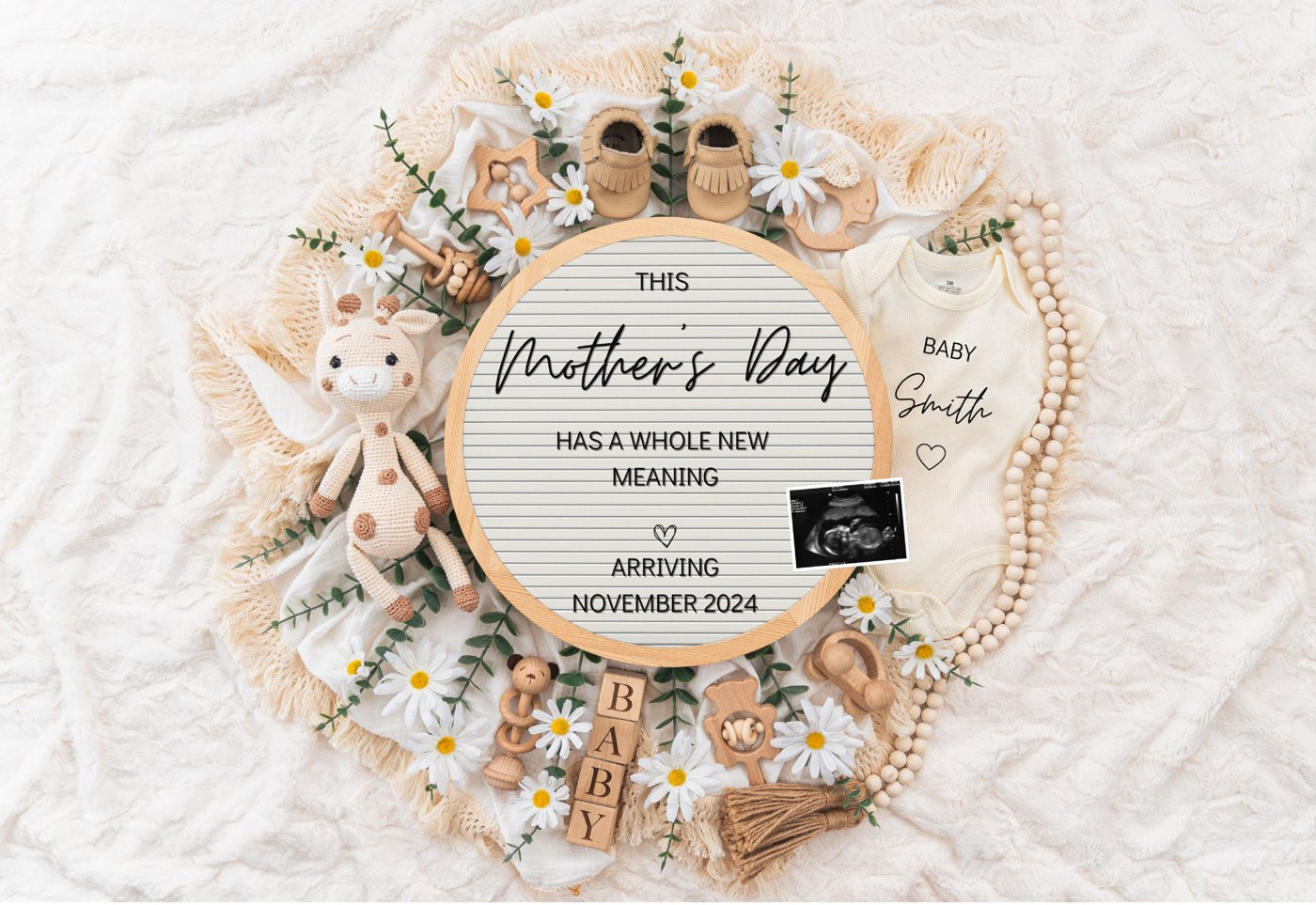Mother's day Digital Pregnancy Announcement, Gender Neutral Editable Template, Floral Baby Announcement, Personalized ba