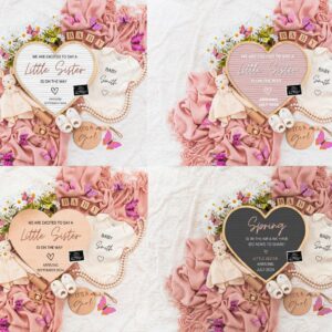 4 in 1 Template, Girl Pregnancy Announcement Digital Baby Announcement Girl Gender Reveal Social Media Reveal Editable T
