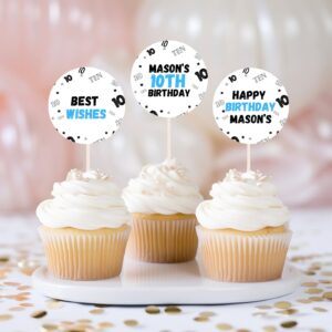 Editable Boy 10th Birthday Cake Topper Boy Birthday, 10th Birthday, Birthday Cupcake Topper 1167