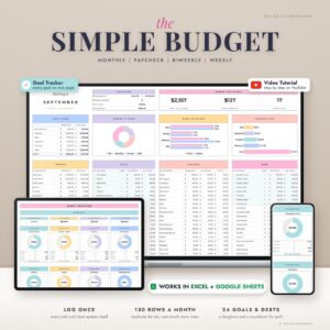 Budget Planner Google Sheet Monthly Budget Spreadsheet Paycheck Budget Template Simple Weekly Financial Planner Beginner