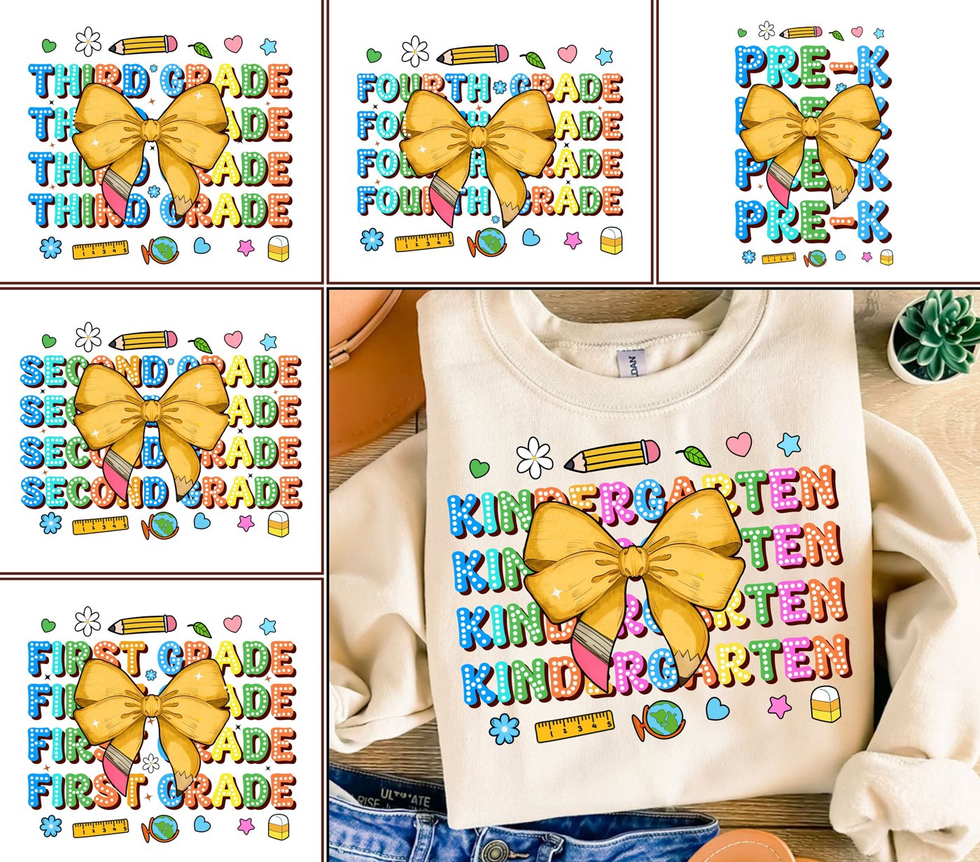 Coquette Teacher Png, Teacher Pencil Yellow Coquette Bow Png, Back To School, Teacher Appreciation Gift Teacher 1st/2nd/