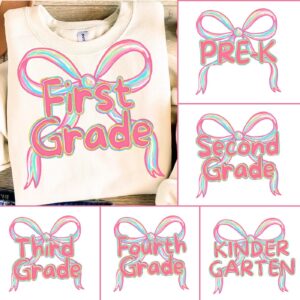 Preppy Back to School PNG Bundle, Girly Pink Bow Sublimation, Pre-k 1st/2nd/3rd/4th Grade, Teacher Coquette First Day of