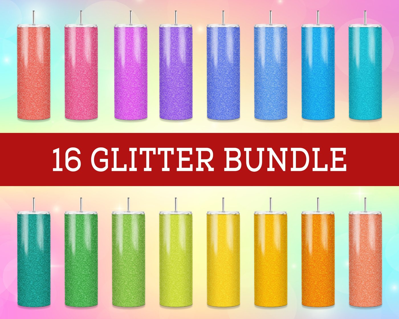 20 oz Skinny Tumbler Sublimation Design 16 Glitter Bundle Straight Tapered Design Digital Download | Sublimation tumbler