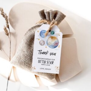 Editable Outer Space Favor Tags Space Baby Shower Thank You Boy Little Star Twinkle Gift Around Sun Planets Template 121