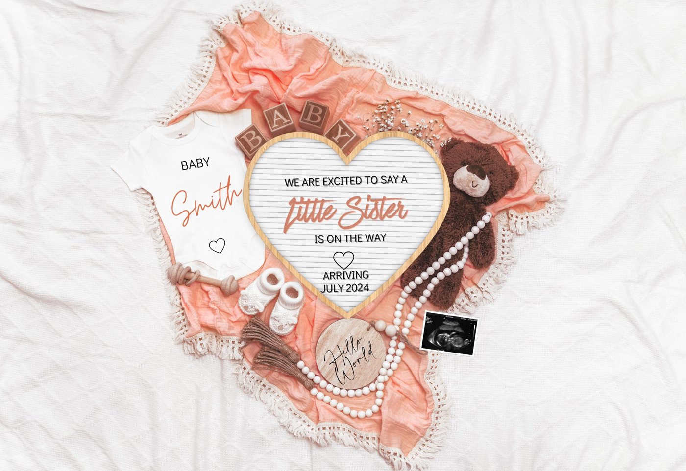 Digital Pregnancy Announcement / Pregnancy Reveal / Social Media / Gender Neutral / Facebook / Instagram / Boho / Person