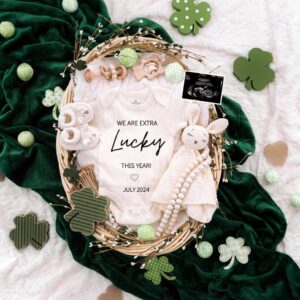 St. Patrick's day Digital Pregnancy Announcement Baby Announcement Editable Template Social Media Extra Lucky Pr