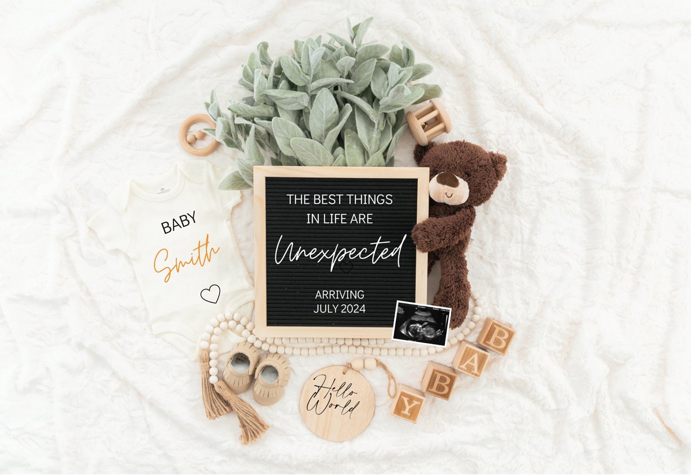 Digital Pregnancy Announcement / Pregnancy Reveal / Social Media / Gender Neutral / Facebook / Instagram / Boho / Person