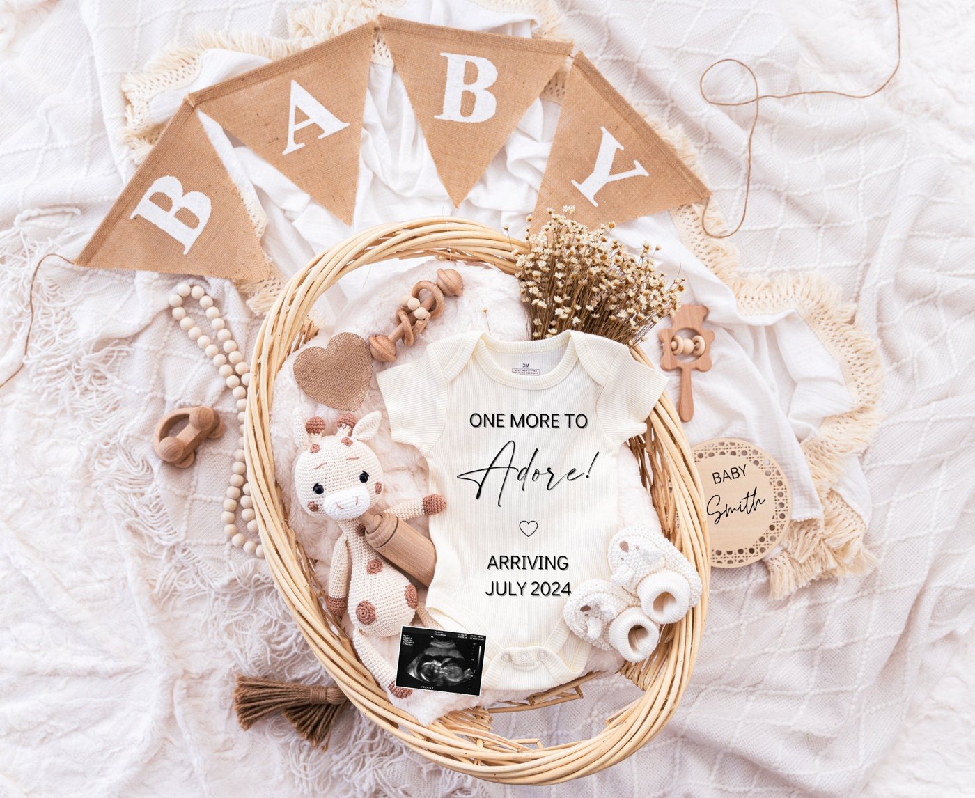 Digital Pregnancy Announcement / Pregnancy Reveal / Social Media / Gender Neutral / Facebook / Instagram / Boho / Person