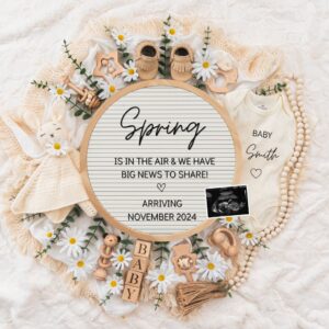 Spring is in The Air, Digital Pregnancy Announcement, Baby Announcement, Floral Gender Neutral Template, Social Media Re