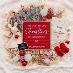 Christmas Pregnancy Announcement Holiday Digital Baby Announcement Editable Template Instant Download Girl Gender Reveal
