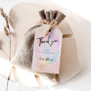 Editable Rainbow Favor Tags Birthday Thank You Tags Gold Glitter party Sprinkles Ombre Pastel Gift Tag Digital Template