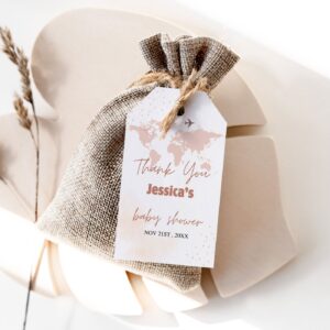 Editable Travel baby Shower Favor Tags, adventure awaits Gender Neutral baby shower Favor Tags, baby shower Gift tag 123