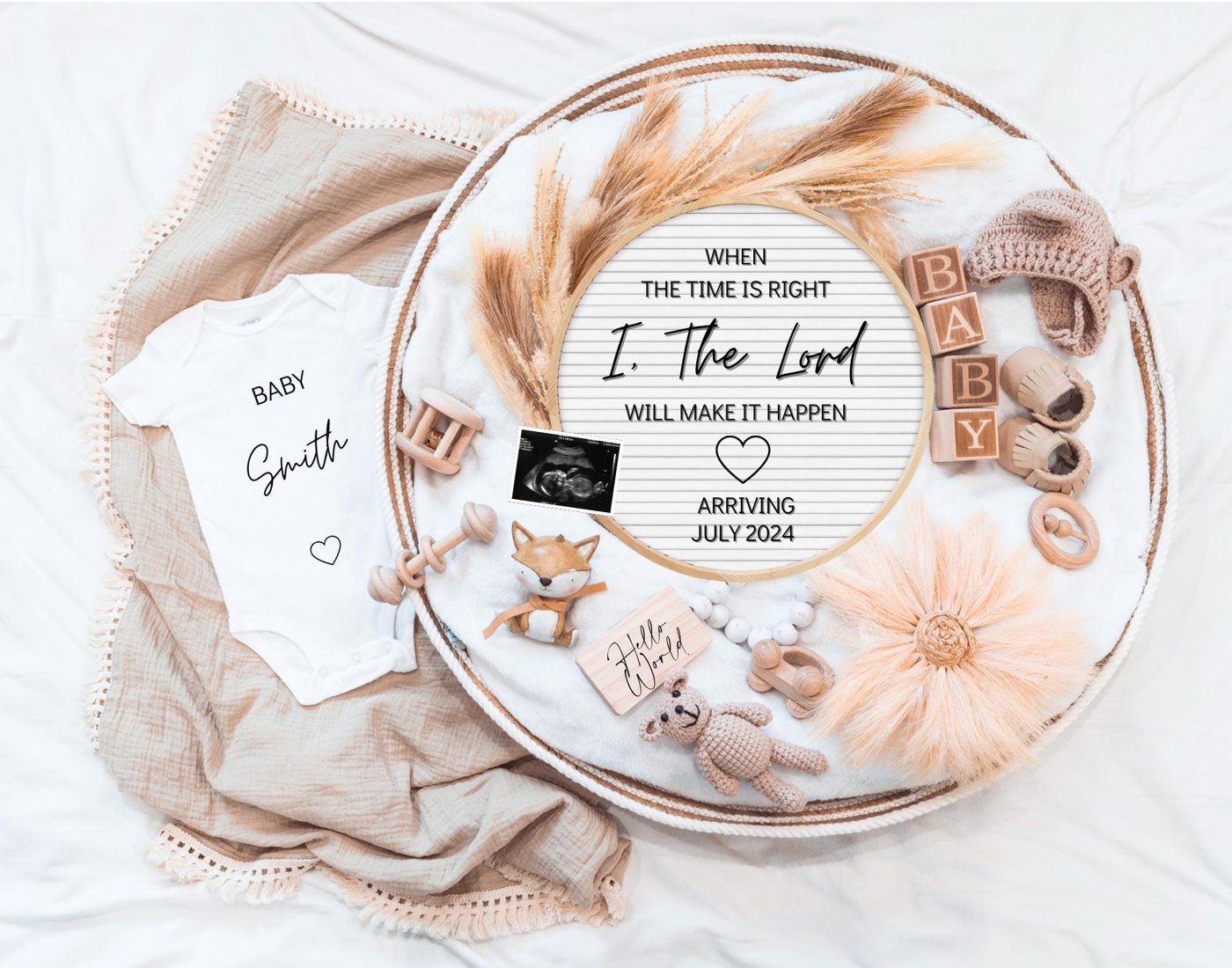 Digital Pregnancy Announcement / Pregnancy Reveal / Social Media / Gender Neutral / Facebook / Instagram / Boho / Person