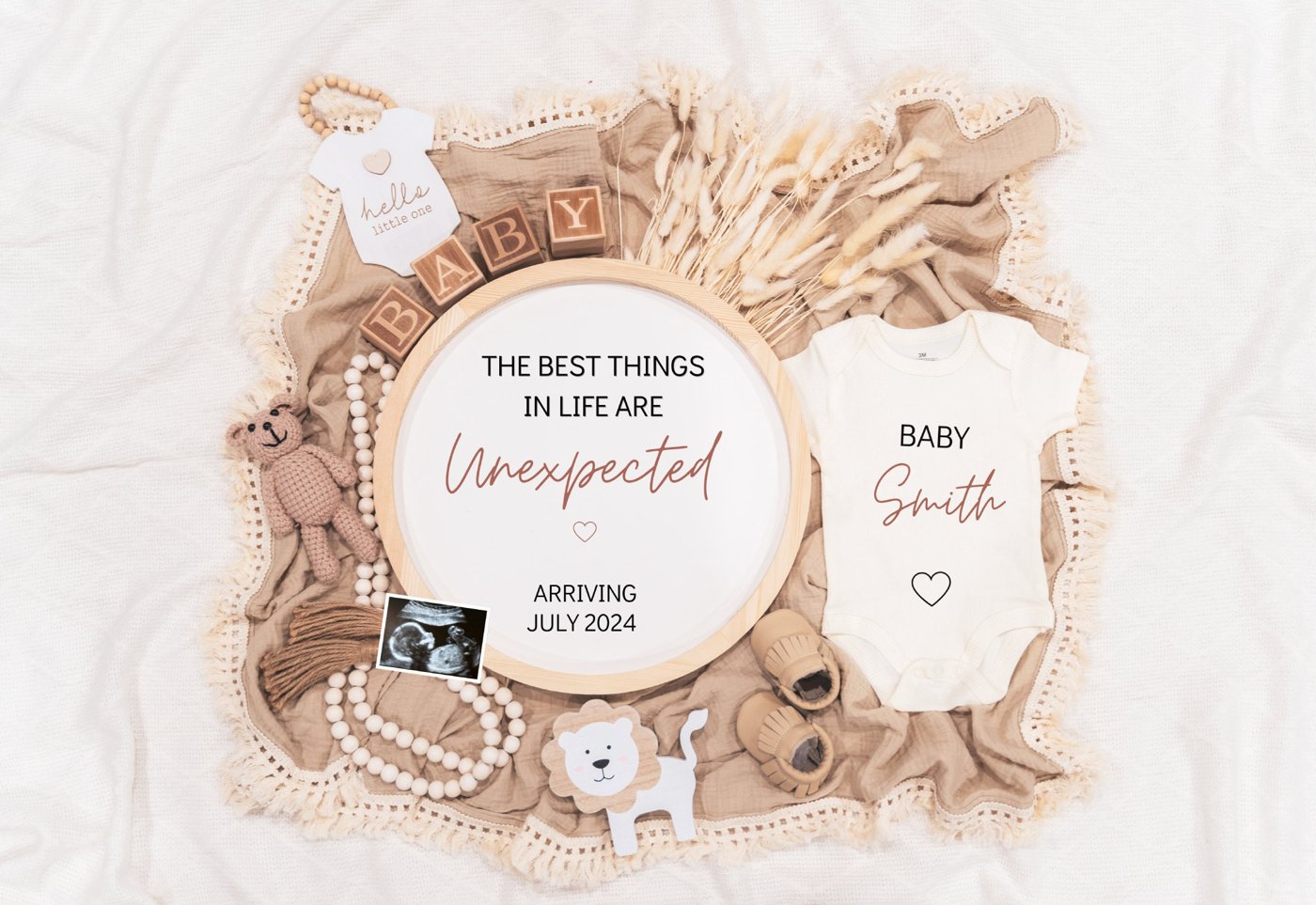 Digital Pregnancy Announcement / Pregnancy Reveal / Social Media / Gender Neutral / Facebook / Instagram / Boho / Person