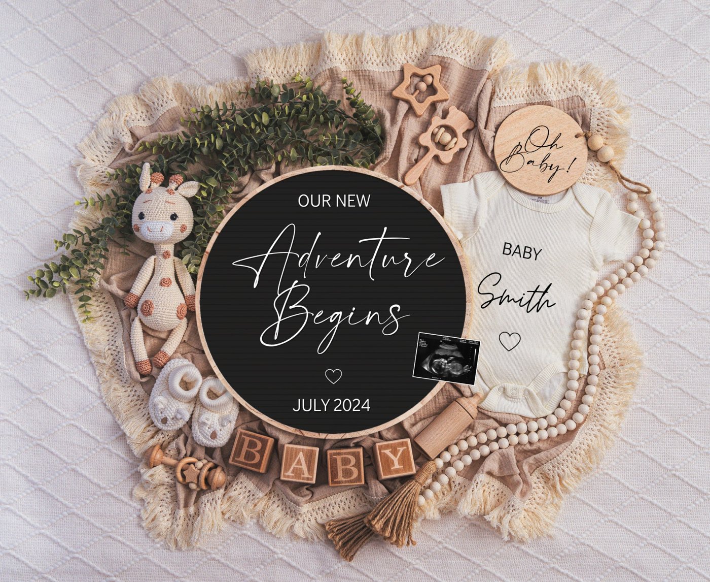 Digital Pregnancy Announcement / Pregnancy Reveal / Social Media / Gender Neutral / Facebook / Instagram / Boho / Person