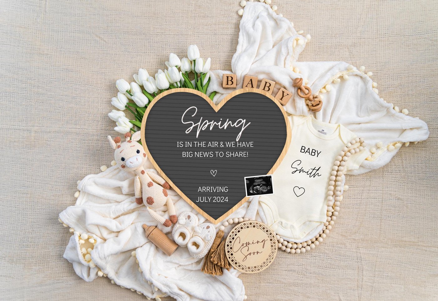Spring Pregnancy Announcement Digital Baby Announcement Gender Neutral Social Media Reveal Keeping a Secret Gen