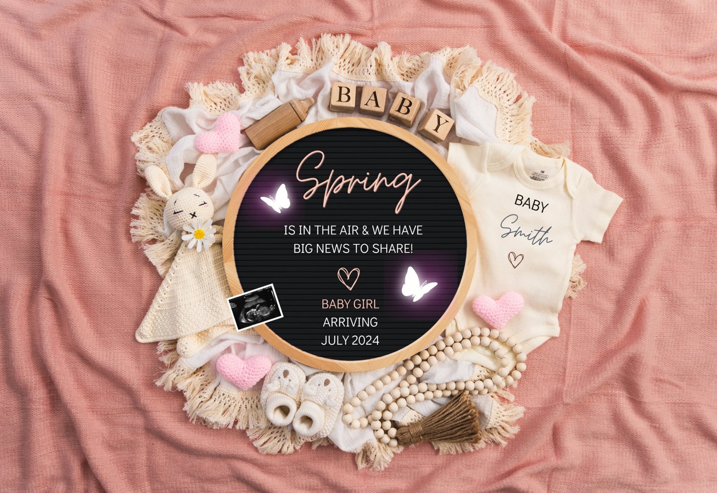 Girl Pregnancy Announcement Digital Baby Announcement Girl Gender Reveal Social Media Reveal Editable Template Its a Gir