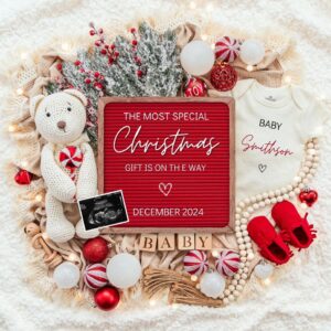 Christmas Pregnancy Announcement Holiday Digital Baby Announcement Editable Template Instant Download Girl Gender Reveal