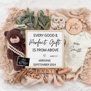 Neutral Pregnancy Announcement Digital | Scripture Baby Announcement | Social Media Facebook Instagram | Editable Templa