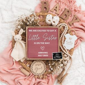 Girl Pregnancy Announcement Digital Baby Announcement Girl Gender Reveal Social Media Reveal Editable Template, Elegant