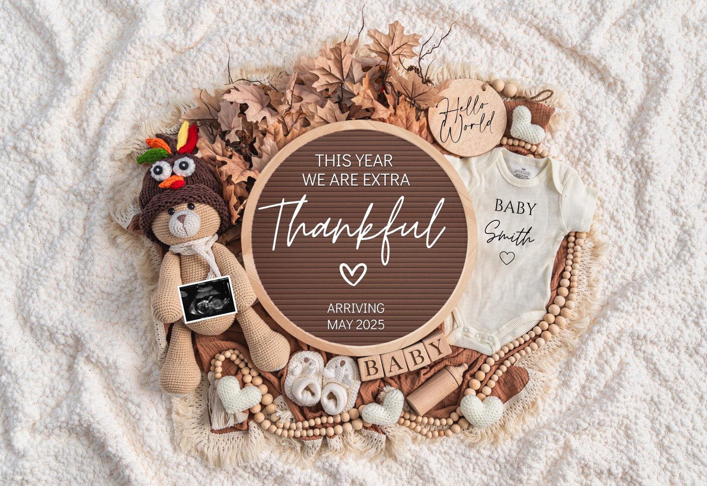 Thanksgiving Pregnancy Announcement Digital, Baby Announcement, Social Media Reveal