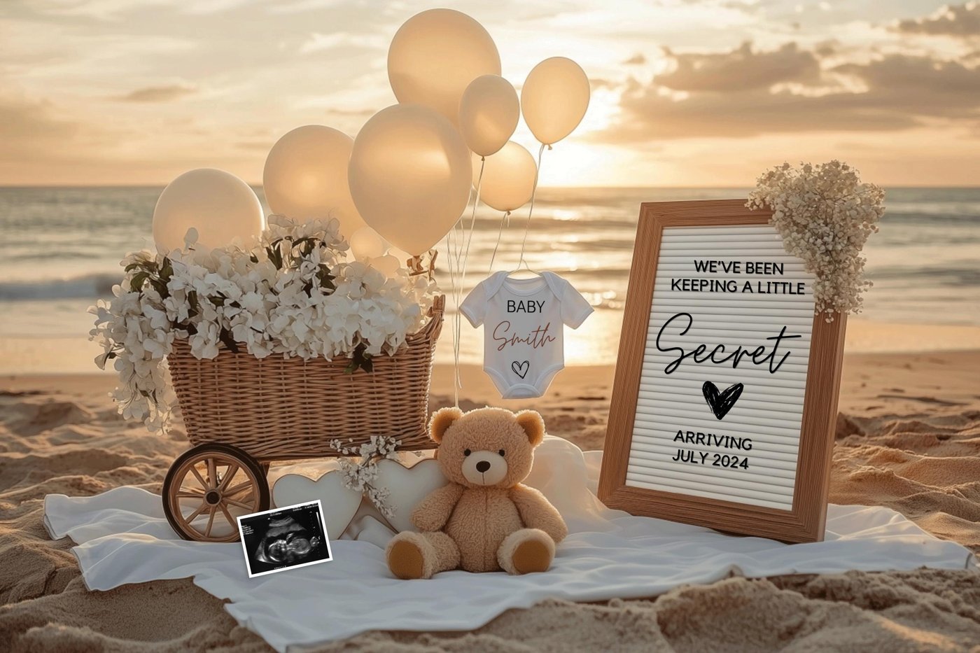 Nautical Baby Announcement, Beach-Themed Pregnancy Reveal, Digital & Editable Template, Instant Download, Sweet Baby Mes