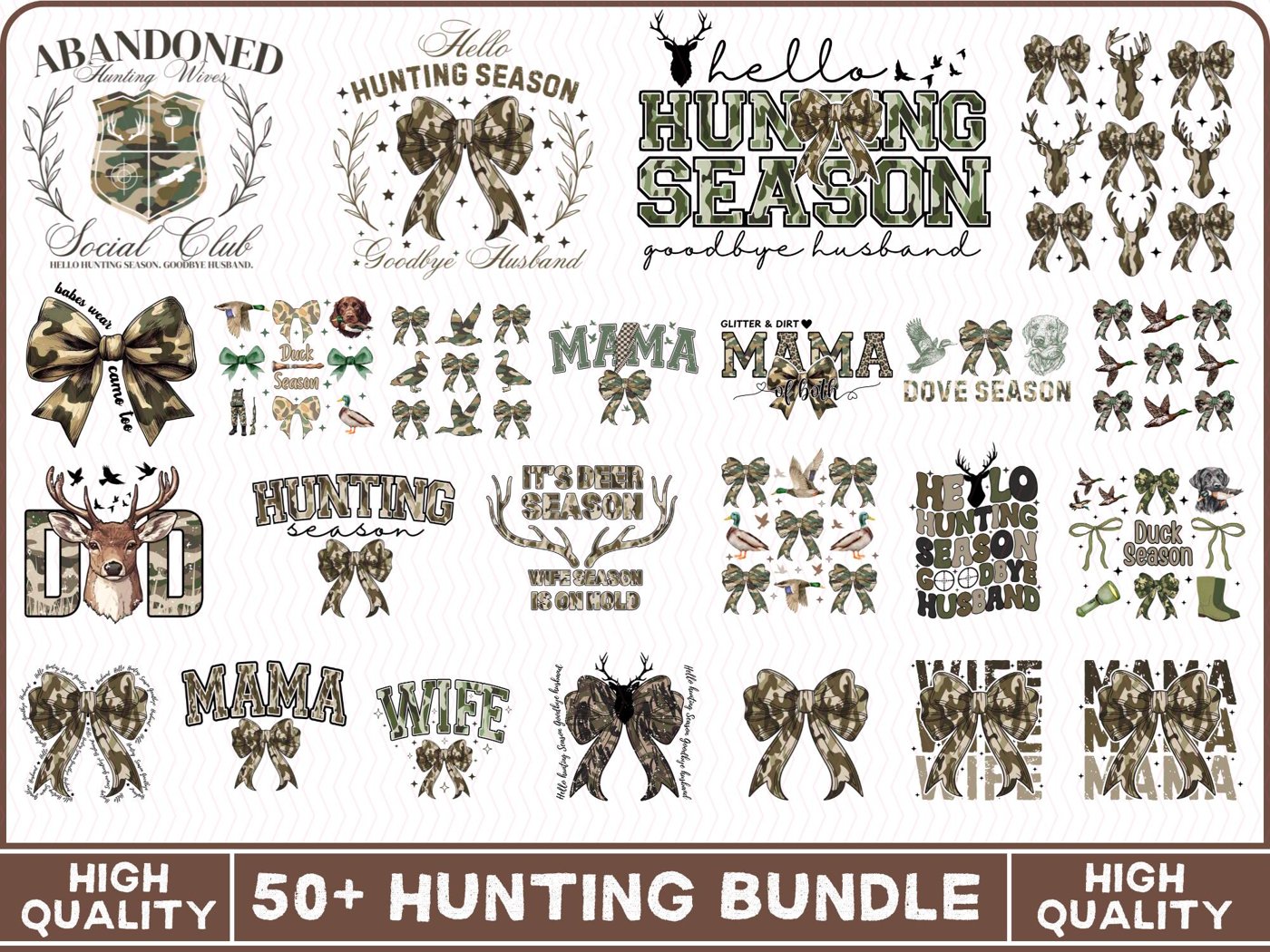 50+ Hunting Season Bundle, Goodbye Husband Png, Camo Coquette Bow Png, Hunting Bundle, Camo Dude Print Png, Girls Camo B