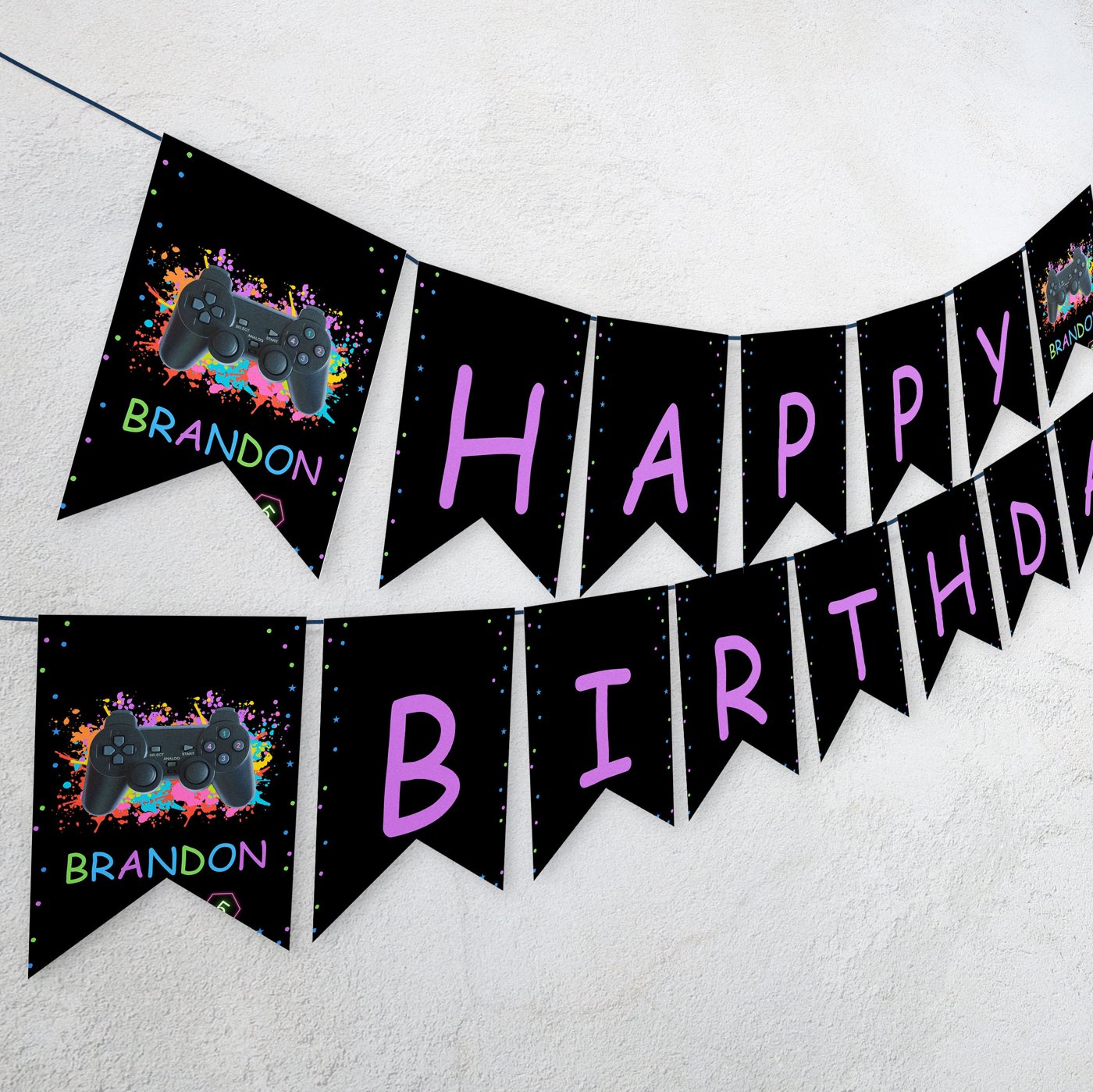 Editable Gaming Birthday Banner, Gaming party, Gamer Birthday Party banner Decoration 1182