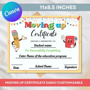 Editable Preschool Graduation Certificate – Pre-K Moving Up Diploma – Kids Certificate Template – Printable Download
