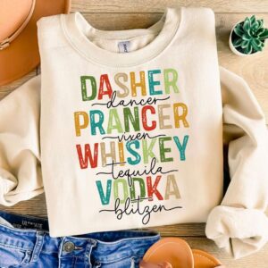 Dasher Dancer Prancer Vixen Whiskey Tequila Vodka Blitzen, Reindeer Names Design, PNGs, SVGs, Instant Download, Funny Ch