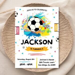 EDITABLE Soccer Birthday Invitation, Soccer Invitation, 5x7 Editable Canva Template 1168