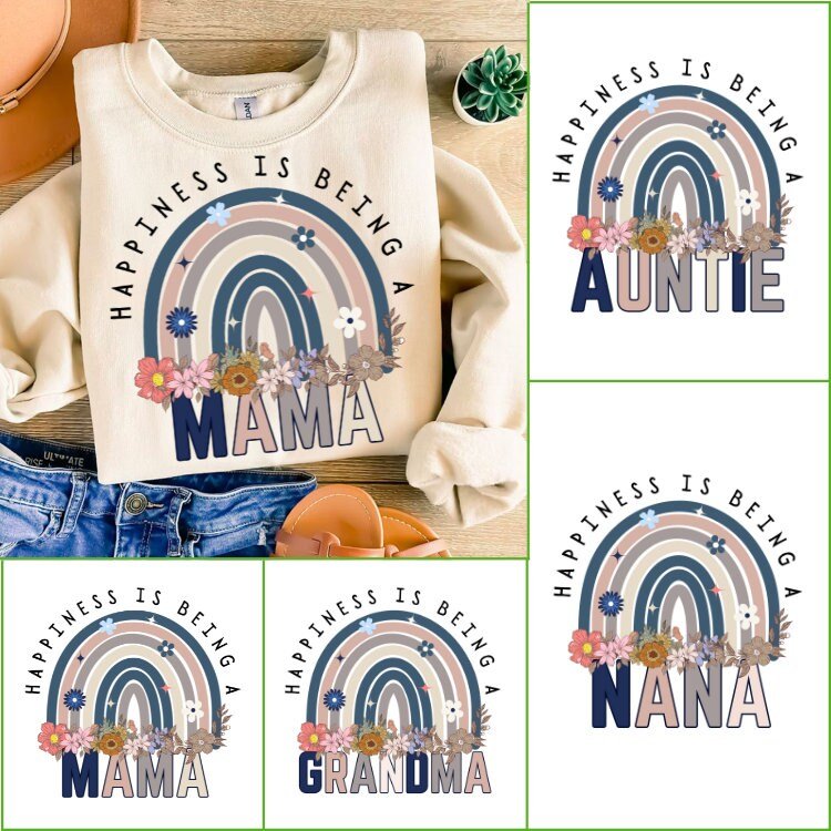 Happiness is being Mama Grandma Auntie Bundle Png, Mothers Day Png, Grandma Png, Mama Grandma To Be, Floral Mama, Retro