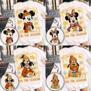Mikey Mouse Tis the Season png Bundle, Mouse and Friends Fall Png, Autumn Coquette Bow Png, Cozy Season Png, Pumpkin Spi