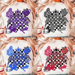 Football Game Day PNG, Retro Checkered Game Day Png Coquette Bow Football png, Football mom, Retro Football shirt Png, F
