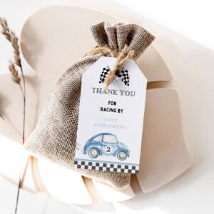Editable TWO Fast Thank you Tags Race Car 2nd Birthday Invite Racing Car Vintage Racecar Favor Tags Instant Download 072