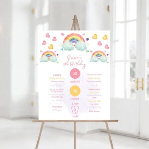 Editable Rainbow Birthday Party Milestones Sign, Girls Rainbow Party Rainbow Birthday Invite Pink Gold Rainbow party Sig