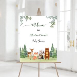 Woodland Baby Shower Welcome Sign, EDITABLE Its a boy Pack, woodland animals invitations, Woodland Theme Welcome Sign In