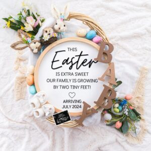 Easter Pregnancy Announcement Digital, Spring Baby Announcement, Gender Neutral Template, April Boho Reveal, Easter is E